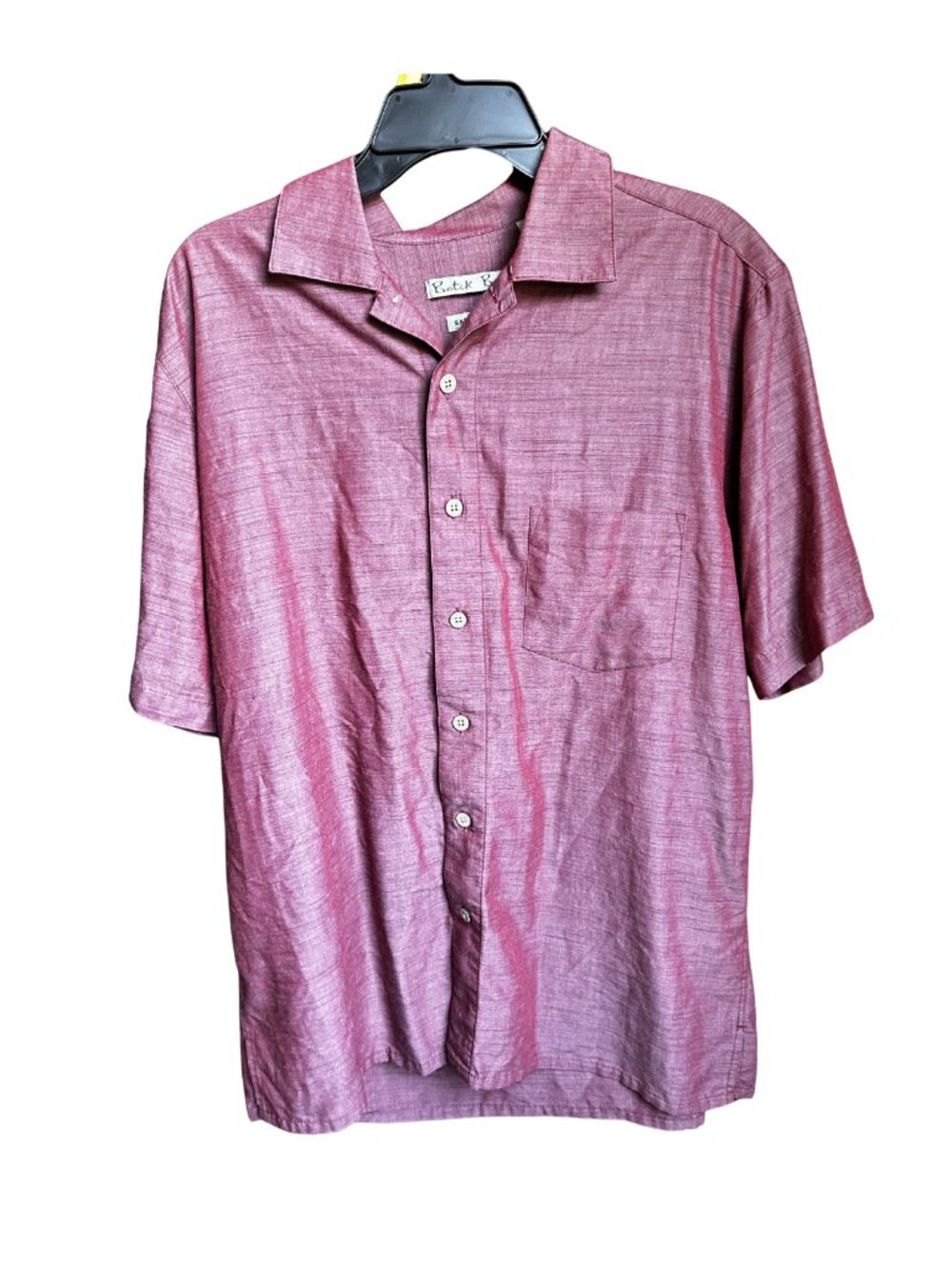 Batik Bay Men's Size Large Raspberry Button Up Cutaway Collar Shirt Casual Beach